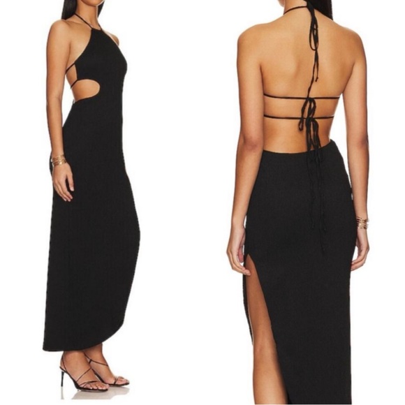 Revolve x Rumer Willow Cut Out Halter Maxi Dress Black XS New with Tag - Picture 1 of 13